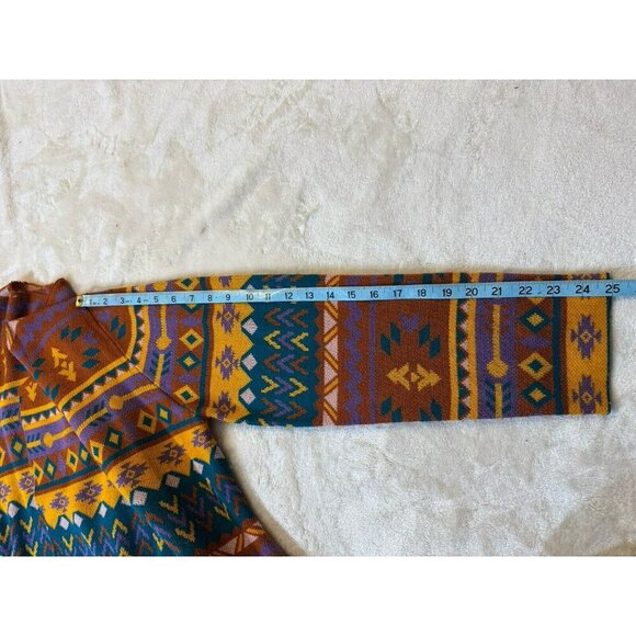 Savanna Jane Sweater Womens Colorful Aztec Open Front Waterfall Boho Size L - Picture 11 of 11